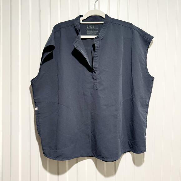 Figs Tops - Figs Rafaela Oversized Scrub Top Navy Blue Size XXL